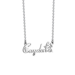 December Birthday Butterfly Name Necklace Titanium Steel Non Fading Collarbone Chain - Horizontal steel color / January