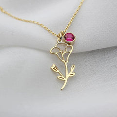December Birthday Flower Name Necklace Personalized Stainless Steel - 7