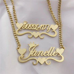 Diy Name Custom Necklace Couple Stainless Steel Pendant - 7