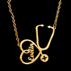 DIY Personalized Name Trend Stethoscope Stainless Steel Necklace - 7