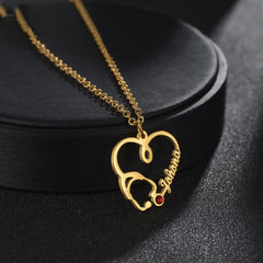 DIY Personalized Name Trend Stethoscope Stainless Steel Necklace - 7