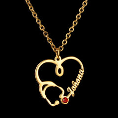 DIY Personalized Name Trend Stethoscope Stainless Steel Necklace - 7