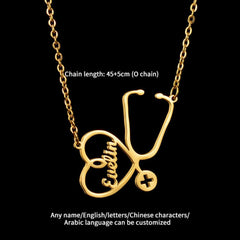 DIY Personalized Name Trend Stethoscope Stainless Steel Necklace - 7