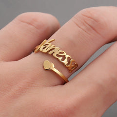 DIY Stainless Steel Heart Shaped Name Ring - 7