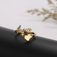 DIY Stainless Steel Heart Shaped Name Ring - 7