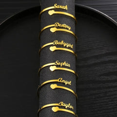 DIY Stainless Steel Heart Shaped Name Ring - 7