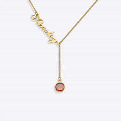 DIY Stainless Steel Month Peanut Sun Stone Name Necklace - 7