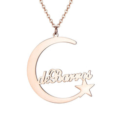 DIY Stainless Steel Name Necklace Custom Star and Moon Alphabet Necklace - 7