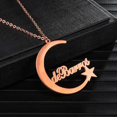 DIY Stainless Steel Name Necklace Custom Star and Moon Alphabet Necklace - 7