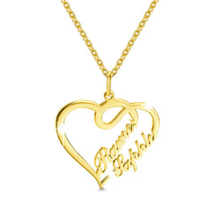 Double Heart Necklace Personalized Necklaces Pendant Gifts Stainless Steel For Women - Gold / Copper material - 7