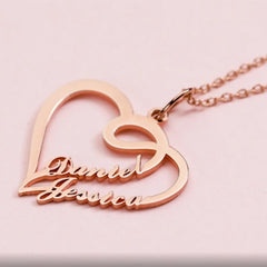 Double Heart Necklace Personalized Necklaces Pendant Gifts Stainless Steel For Women - 7