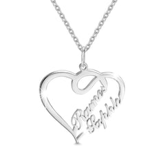 Double Heart Necklace Personalized Necklaces Pendant Gifts Stainless Steel For Women - Silver / Copper material - 7