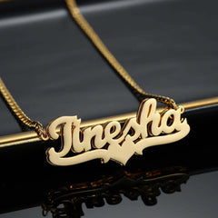 Double Layered English Name Necklace Pendant - Gold - 7