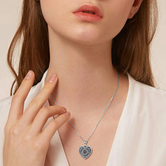 Double-sided Photo Couple Pendant Sunflower Carved Peach Heart Engraved Word Necklace - 7