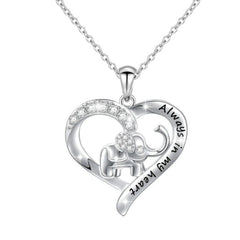 Elephant necklace personalized letter necklace - Silver