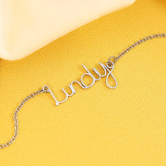 English Name Letter Necklace For Women Stainless Steel - Silver - 7