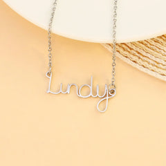 English Name Letter Necklace For Women Stainless Steel - Silver - 7