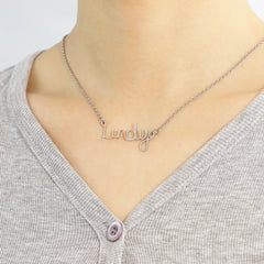 English Name Letter Necklace For Women Stainless Steel - Silver - 7