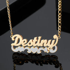 English Name Necklace Stainless Steel DIY Double Layer - Gold - 7