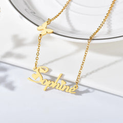 Fashion Custom Stainless Steel Name Necklace with Butterfly for Women - 7