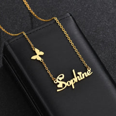 Fashion Custom Stainless Steel Name Necklace with Butterfly for Women - 7