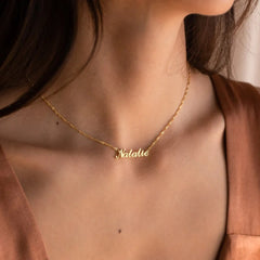 Fashion Handwritten Name Necklace Stainless Steel - Gold - Necklace