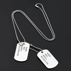 Fashion Name Dog Tag Hip Hop Necklace Pendant Men’s Titanium Steel Women’s Long - Silver