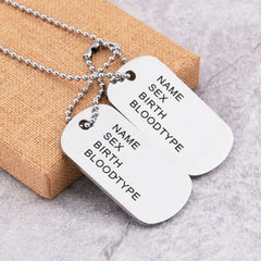 Fashion Name Dog Tag Hip Hop Necklace Pendant Men’s Titanium Steel Women’s Long - Silver