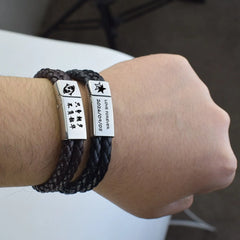 Fashion Personalized Men Woven Leather Bracelet - 7