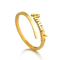 Fashionable Titanium Steel DIY English Name Couple Ring - Gold / One name - 7