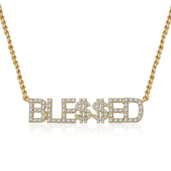 Full Diamond Name Letter Necklace - Gold / 1 4 letters - 7