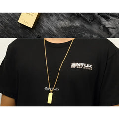 Gold Bar Hip Hop Necklace Pendant - Gold