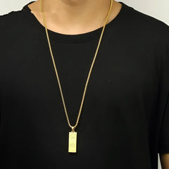Gold Bar Hip Hop Necklace Pendant - Gold