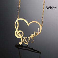 Stainless Steel Heart Pendant With Name Note DIY English Letters Personalized Women’s Necklace - White - 7