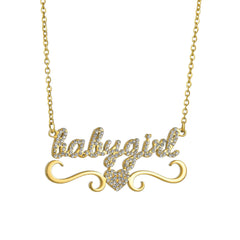 Love Heart Encrusted Diamond Name Letter Women Necklace - 7