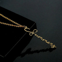 Handmade Vertical Name Signature Letter Necklace - Necklace