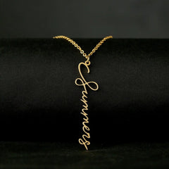 Handmade Vertical Name Signature Letter Necklace - Necklace