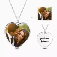 Heart Shaped Photo Engraving DIY Engraving Personalized Necklace - Silver - 7