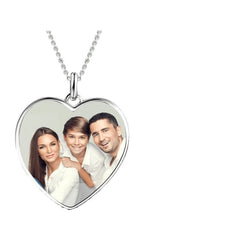 Heart Shaped Photo Engraving DIY Engraving Personalized Necklace - Silver - 7