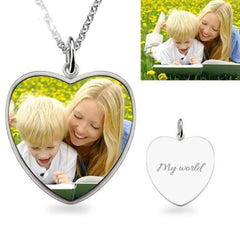 Heart Shaped Photo Engraving DIY Engraving Personalized Necklace - Silver - 7