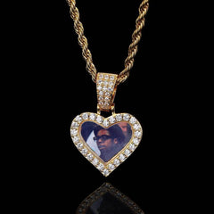 Hip Hop Mini Trumpet Love Photo Pendant Necklace - Gold - 7