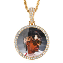 Hip Hop Personalized Pendant Photo Necklace - Gold - 7