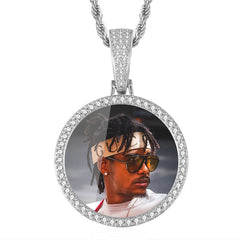 Hip Hop Personalized Pendant Photo Necklace - Silver - 7