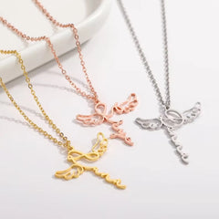 Hollowed Out Angel Wings Name Necklace - 7