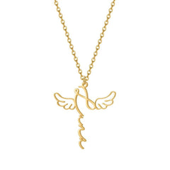Hollowed Out Angel Wings Name Necklace - 7