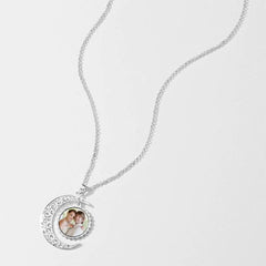 I Love You To The Moon And Back Photo Necklace Platinum Plated Silver - default - 7