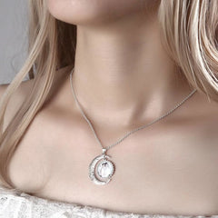 I Love You To The Moon And Back Photo Necklace Platinum Plated Silver - default - 7