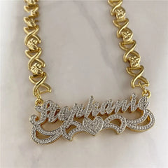 Ins Wind Alloy Carved Name Earrings - Gold / Necklace / One size - 7