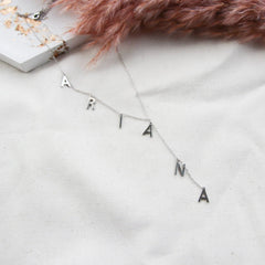 Lariat Y Name Necklace Lariat Name Necklace Dainty Name Necklace Bubble Letters Necklace For Women - 7