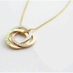 Linked Circle Custom Children Name Rings Eternity Necklace Mother Gift - 7